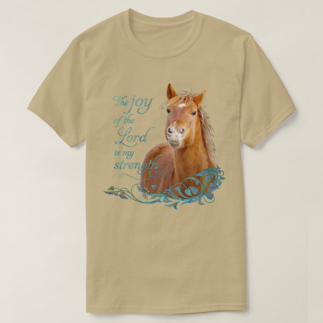 T-shirt Cheval souriant de la Bible chrétienne (Design devant)