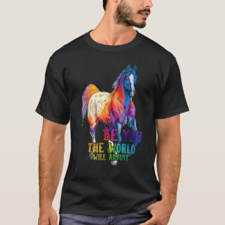 T-shirt Cheval Soyez Vous Le Monde Ajuste Fermier