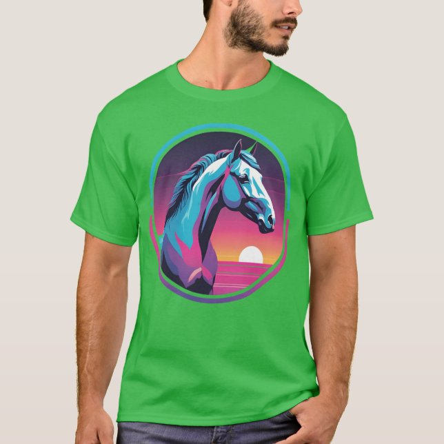 T-shirt Cheval Synthwave (Devant)