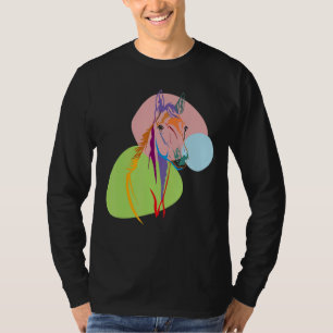 T-shirt Cheval Tête Abstraite Colorée Course Et Course