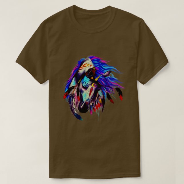 T-shirt Cheval Tribal Art Abstrait Autochtone Américain Po (Design devant)