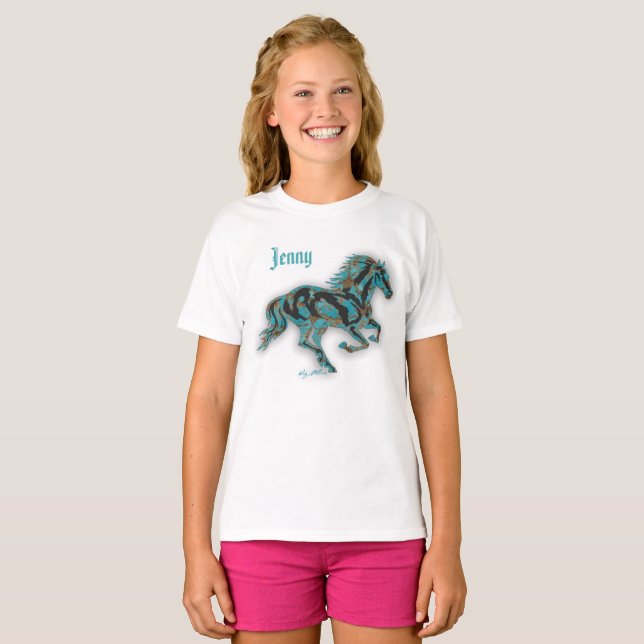 T-shirt Cheval Turquoise (Devant entier)