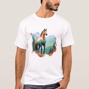T-shirt Cheval Vector Art Animal Dans La Nature Majestueus