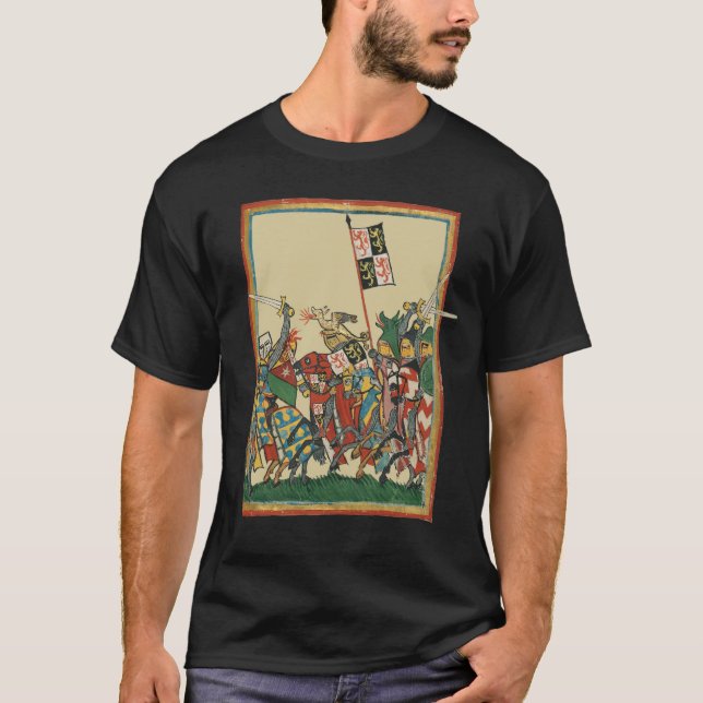 T-shirt Chevalier Chargement, Manesse de Codex du XIVe siè (Devant)