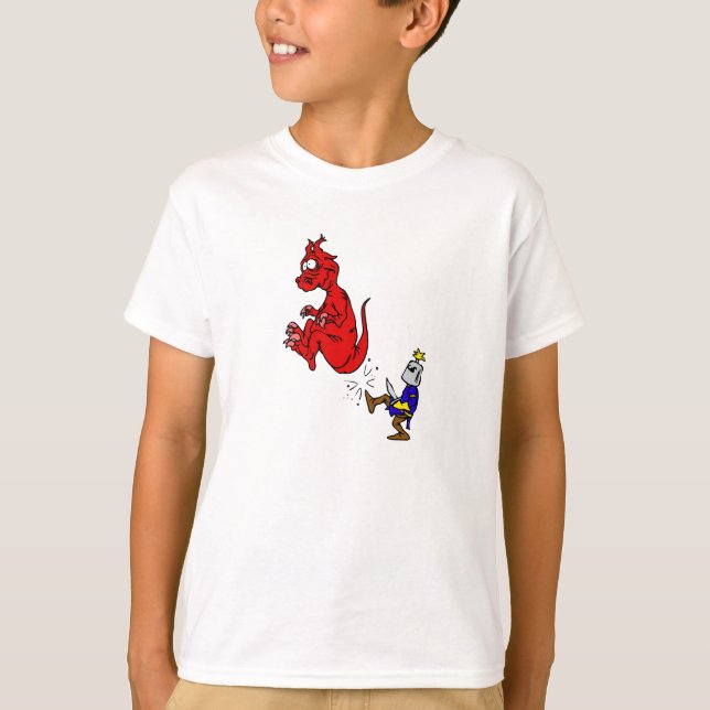T-shirt Chevalier donnant un coup de pied le dragon (Devant)
