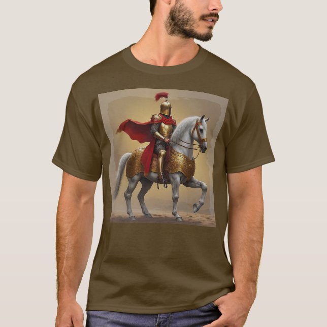 T-shirt Chevalier médiéval et cheval (Devant)