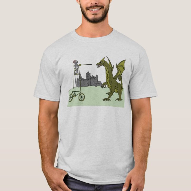 T-shirt Chevalier montant un vélo grand massacrant un (Devant)