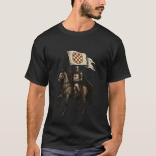 T-shirt Chevalier Templier Chrétien avec le drapeau de Her