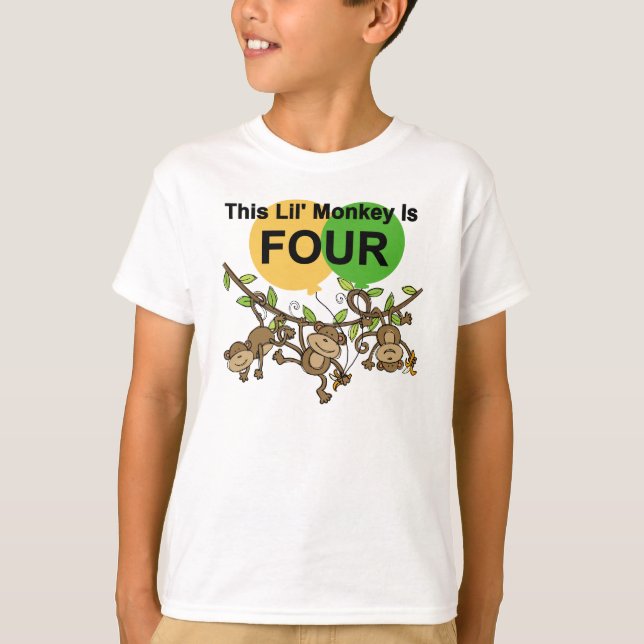 T-shirt Chevaliers et cadeaux de 4e anniversaire des singe (Devant)