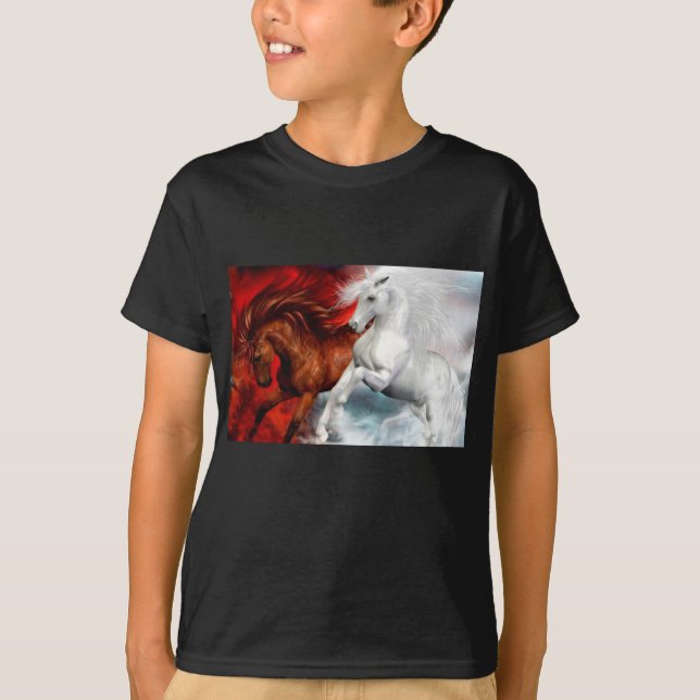 T-shirt chevaux air et feu (Devant)