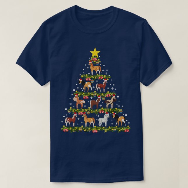 T-shirt Chevaux Arbre de Noël Cheval Noël Ornements (Design devant)