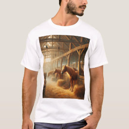 T-shirt Chevaux dans la grange