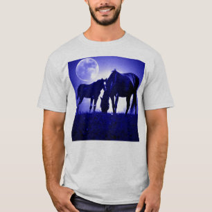 T-shirt Chevaux dans la nuit bleue