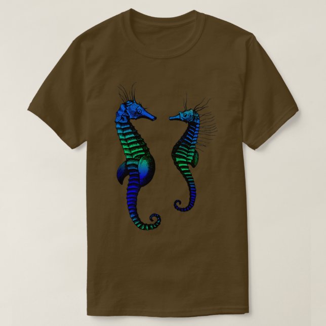 T-shirt Chevaux de mer par Linea Mallette Homme et couple  (Design devant)