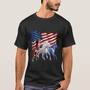 T-shirt Chevaux États-Unis Drapeau américain Cheval