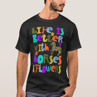 T-shirt Chevaux Fleurs Cavalières Campagne Cavalier Enfant