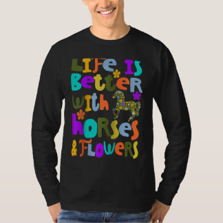 T-shirt Chevaux Fleurs Cavalières Campagne Cavalier Enfant