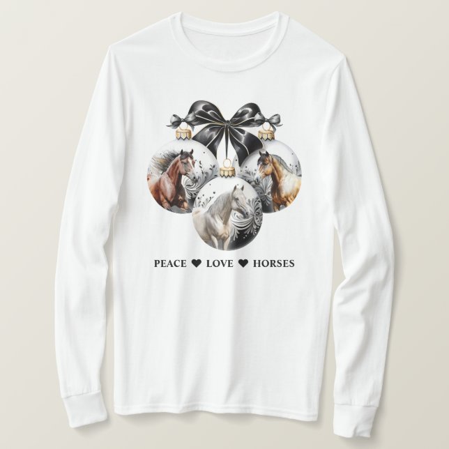 T-shirt Chevaux noir et or Noël citation de paix (Design devant)