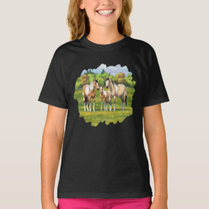 T-shirt Chevaux Poulet Poulet Poulet À Peinture En Pâturag