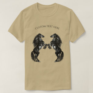 T-shirt Chevaux sauvages noirs droits - Ajouter votre text