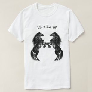 T-shirt Chevaux sauvages noirs droits - Dessin -Ajouter Vo