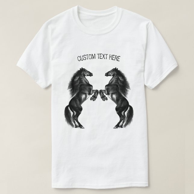 T-shirt Chevaux sauvages noirs droits - Dessin -Ajouter Vo (Design devant)