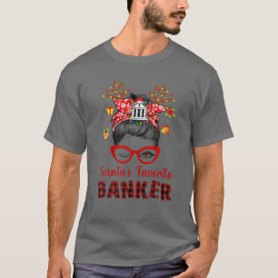 T-shirt Cheveux Bun Messy - Arbre de Noël-Père Noël Favori