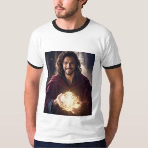 T-shirt Cheveux moyens foncés, chèvre française, sourire,