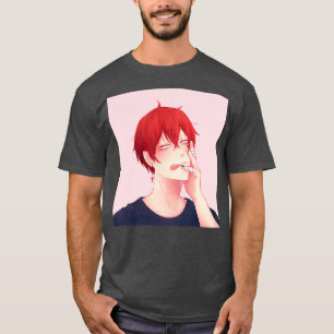 T-shirt Cheveux Tendou Satori Chemise bleue rose bg