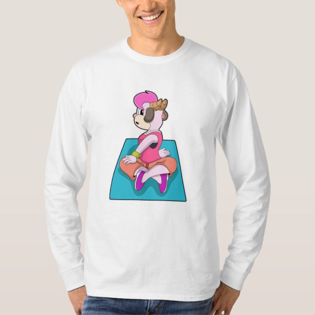 T-shirt Chèvre au Yoga sur tapis de Yoga (Devant)