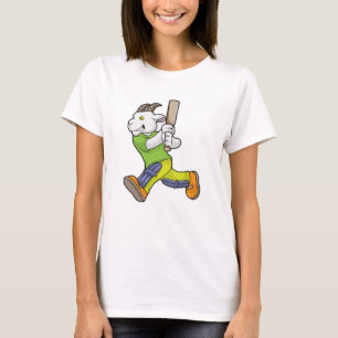 T-shirt Chèvre comme Batsman avec chauve-souris de cricket