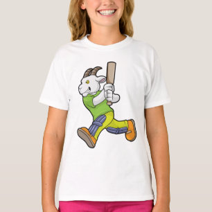 T-shirt Chèvre comme Batsman avec chauve-souris de cricket