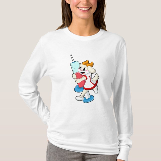 T-shirt Chèvre comme infirmière à la vaccination avec seri (Devant)