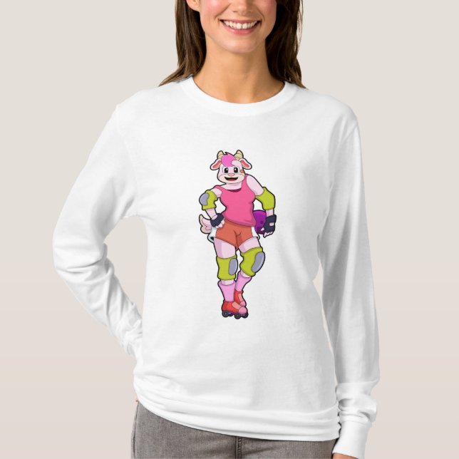 T-shirt Chèvre comme Patinage en ligne avec Patins en lign (Devant)