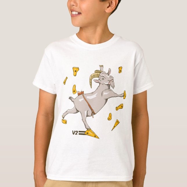 T-shirt Chèvre dans une salle d'escalades (Devant)