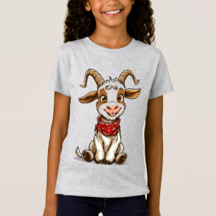 T-Shirt Chèvre de dessin animé adorable portant un bandana