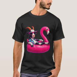 T-shirt Chèvre d'été drôle Rose Piscine Fête Hawaïenne Été