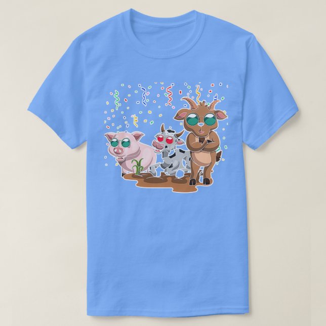 T-shirt Chèvre drôle Cool Cochon Lunettes de soleil Vache (Design devant)