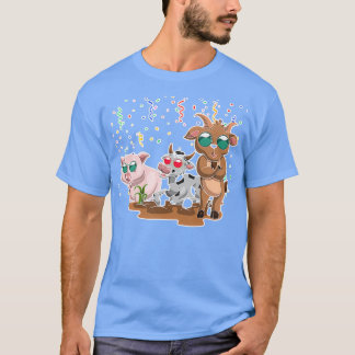 T-shirt Chèvre drôle Cool Cochon Lunettes de soleil Vache