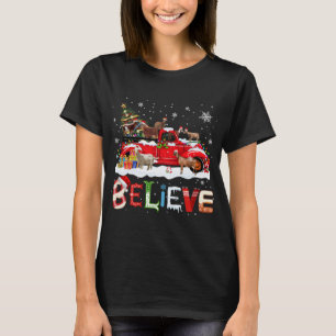 T-shirt Chèvre équitation Camion Rouge Arbre de Noël Croir