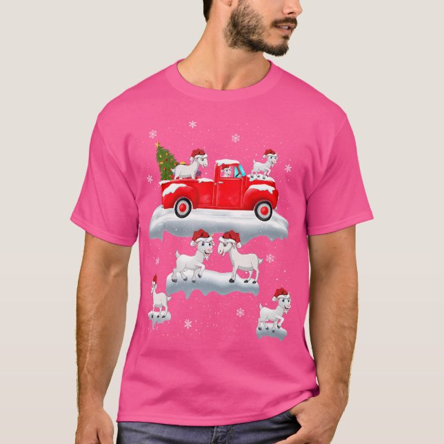 T-shirt Chèvre équitation Noël Arbre Camion Drôle Chèvre C (Devant)