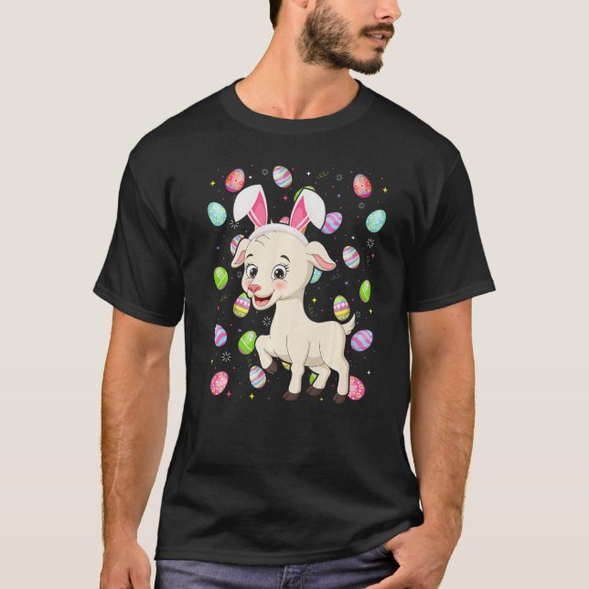 T-shirt Chèvre lapin Oeuf de Pâques Drôle Chèvre dimanche  (Devant)