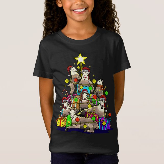 T-Shirt Chèvre Noël Arbre Chèvres Ferme Ferme Fermière Vac (Devant)