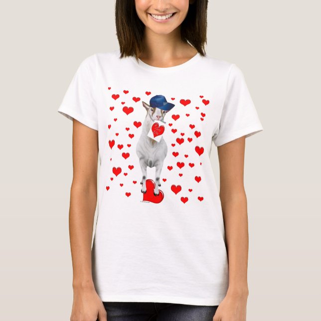 T-shirt Chèvre Saint-Valentin Coeurs (Devant)