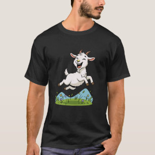 T-shirt Chèvre sautante mignonne dans un dessin animé de p