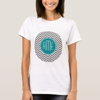 Chevrons turquoises au charbon de bois Monogramme 