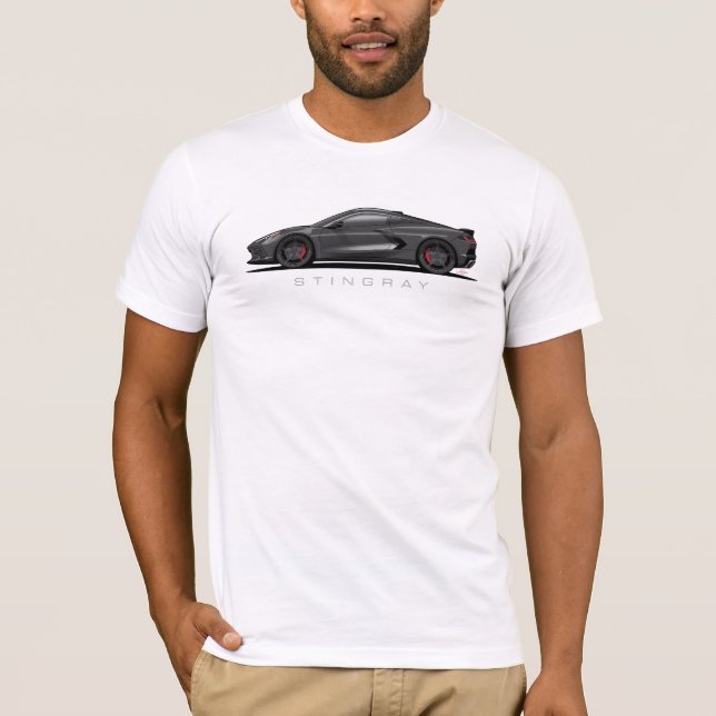 T-shirt Chevy Corvette C8 Black Illustration (Devant)