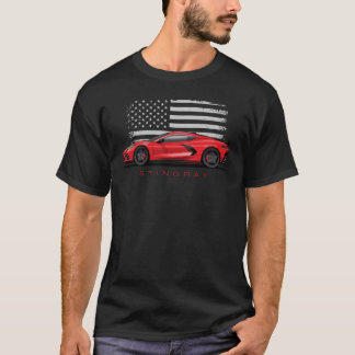 T-shirt Chevy Corvette C8 Black Illustration