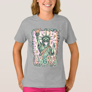 T-shirt Chewing-gum patriotique drôle de la Statue de la L