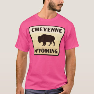 T-shirt Cheyenne Wyoming Retro Buffalo Badge Tan
